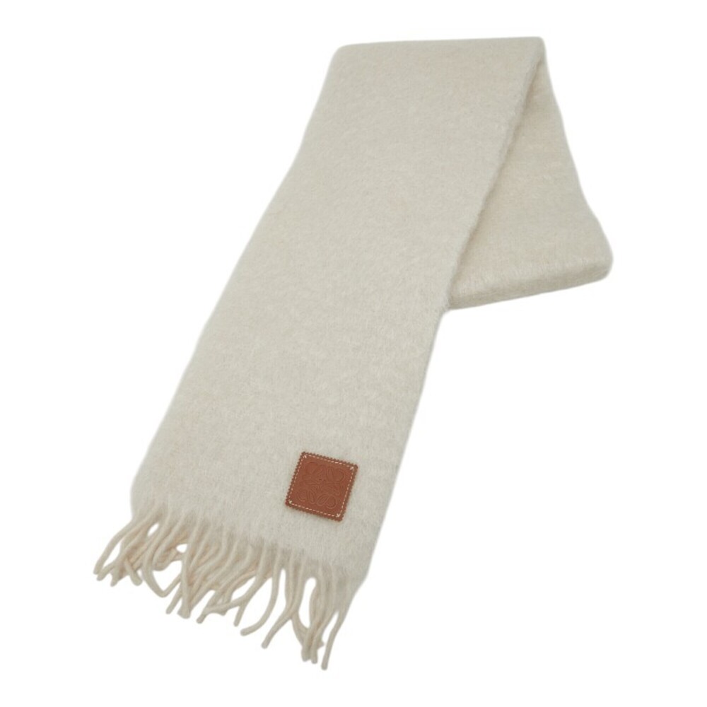 Loewe Anagram Scarf, Ivory, Wool, Nylon, Mohair, Women's LOEWE